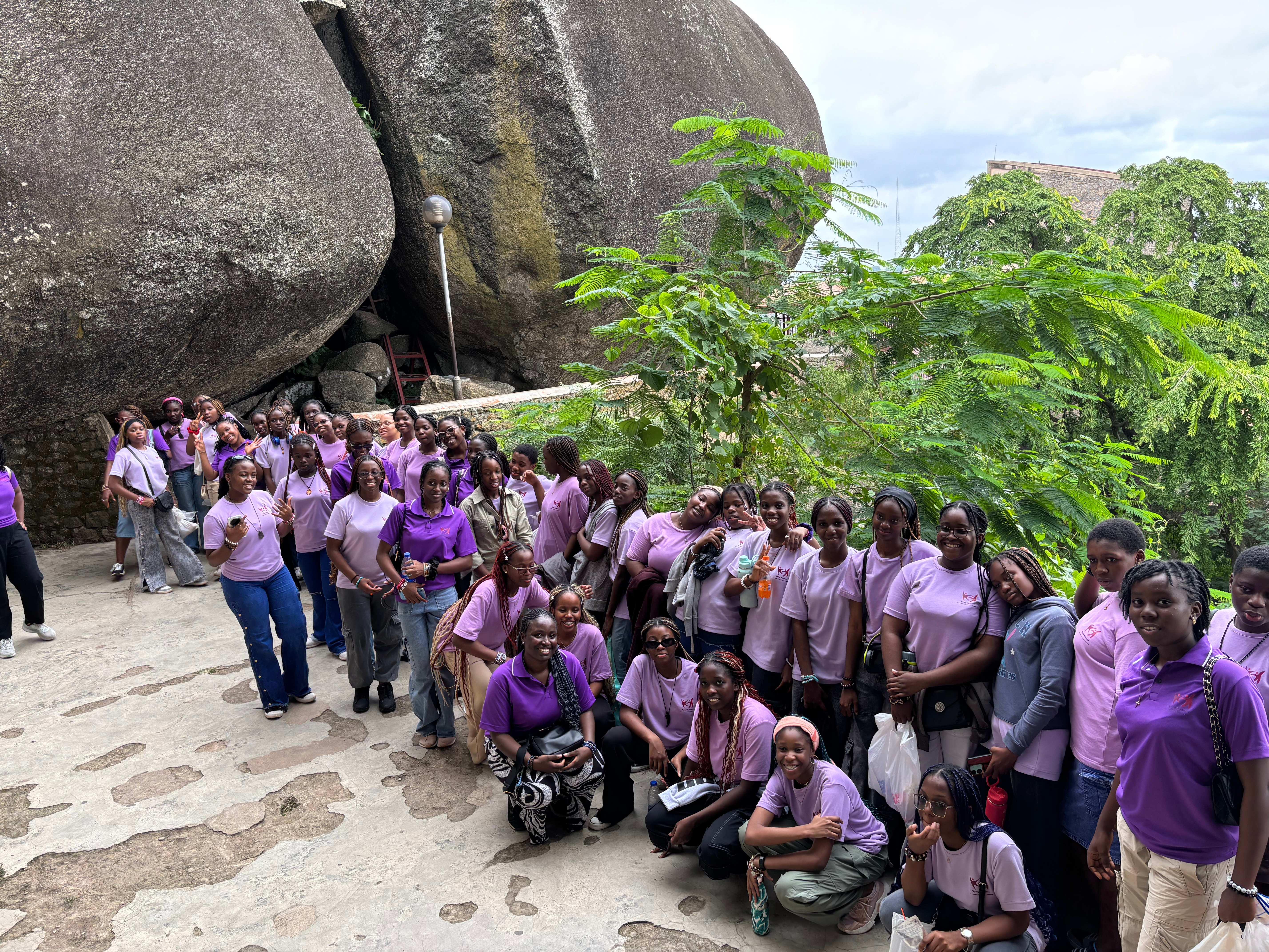Volunteers and campers at Olumo Rock